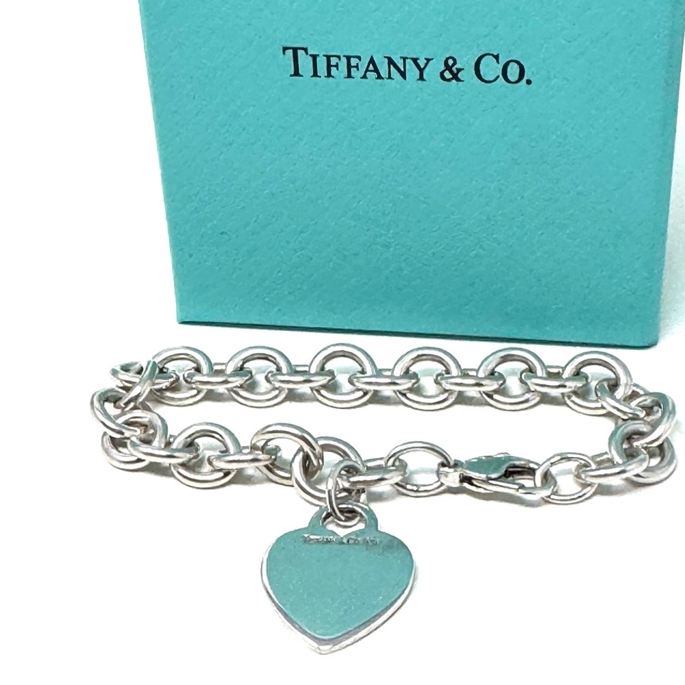 Authentic Tiffany & Co Heart Tag Charm Sterling Silver 925 Brace…